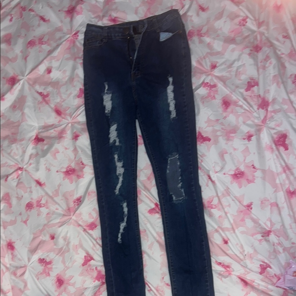 Blue Skinny Distressed Jeans